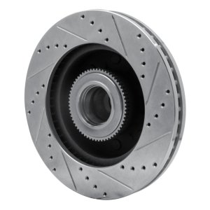 Ford F-250 Super Duty Brake Rotor (1) - Front Left - R1 Concepts - Drilled & Slotted - Silver - `05-`07